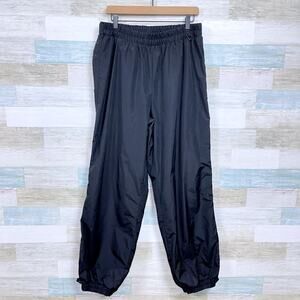Columbia Vintage Nylon Rain Pants Black Lined Elastic Waist Outdoors Mens XL
